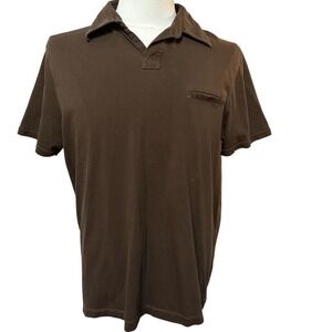 VTG Banana Republic Pima Cotton Dark Brown Men's L Polo Shirt Preppy‎ Spring
